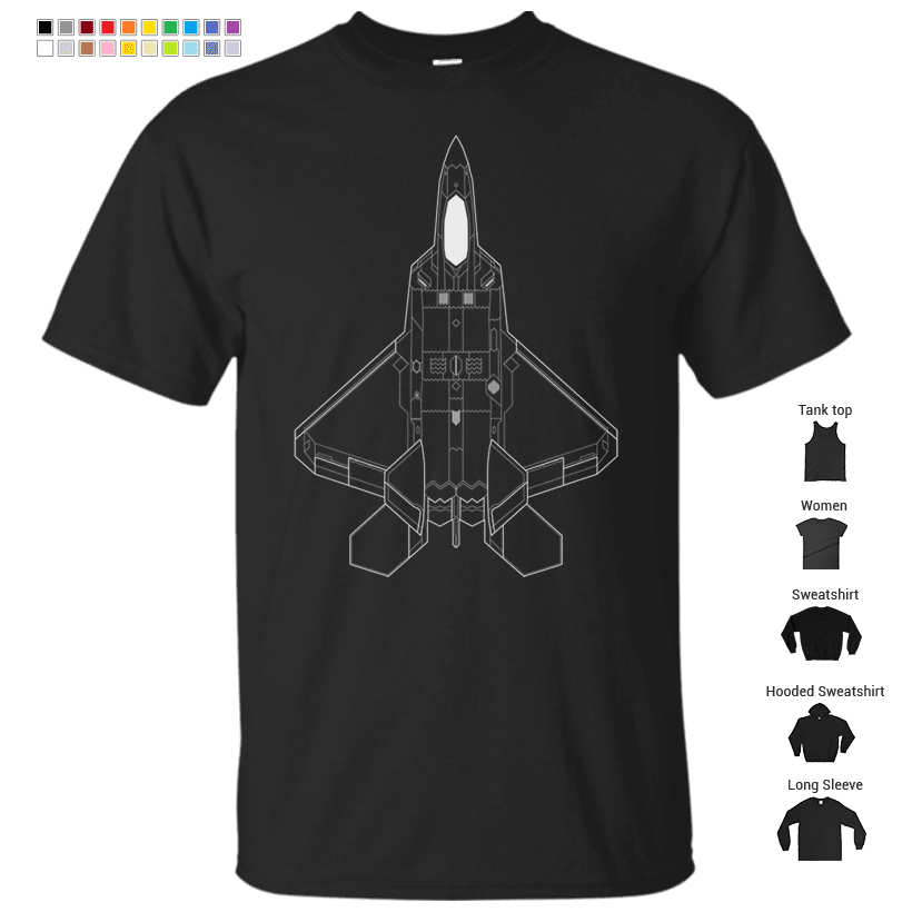 Lockheed Martin F-22 Raptor Blueprint T-Shirt – Store