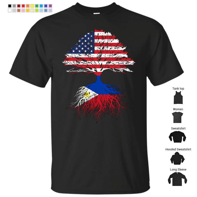 Filipino Roots American Grown Philippines Flag Design T-Shirt – Store